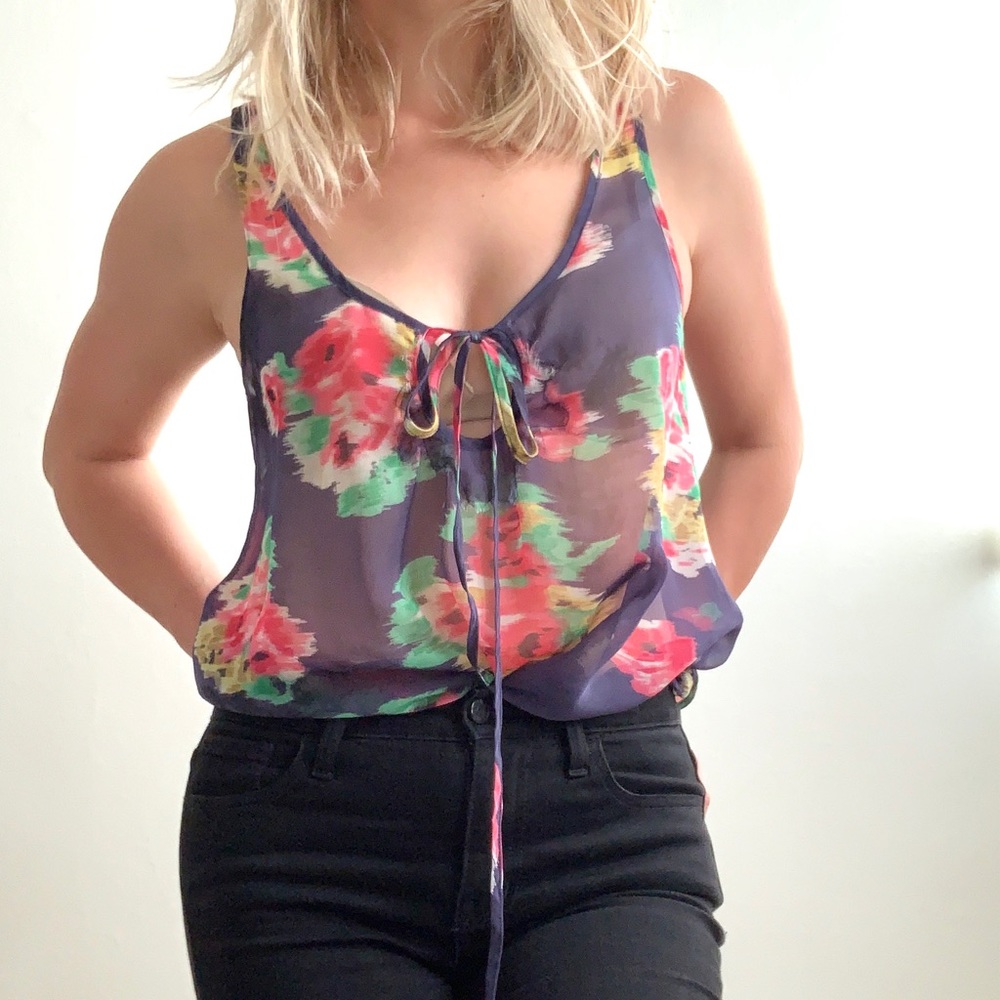 FINAL SALE Patterson J Kincaid Sheer Floral Tank